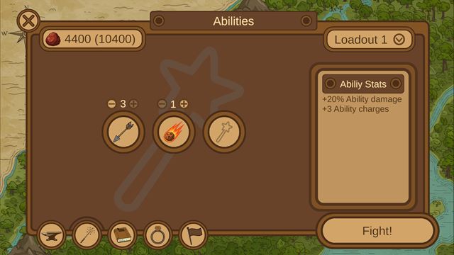 Choosing spells for your loadout before a battle
