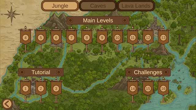 The Jungle map with its tutorial, main stages and challenges
